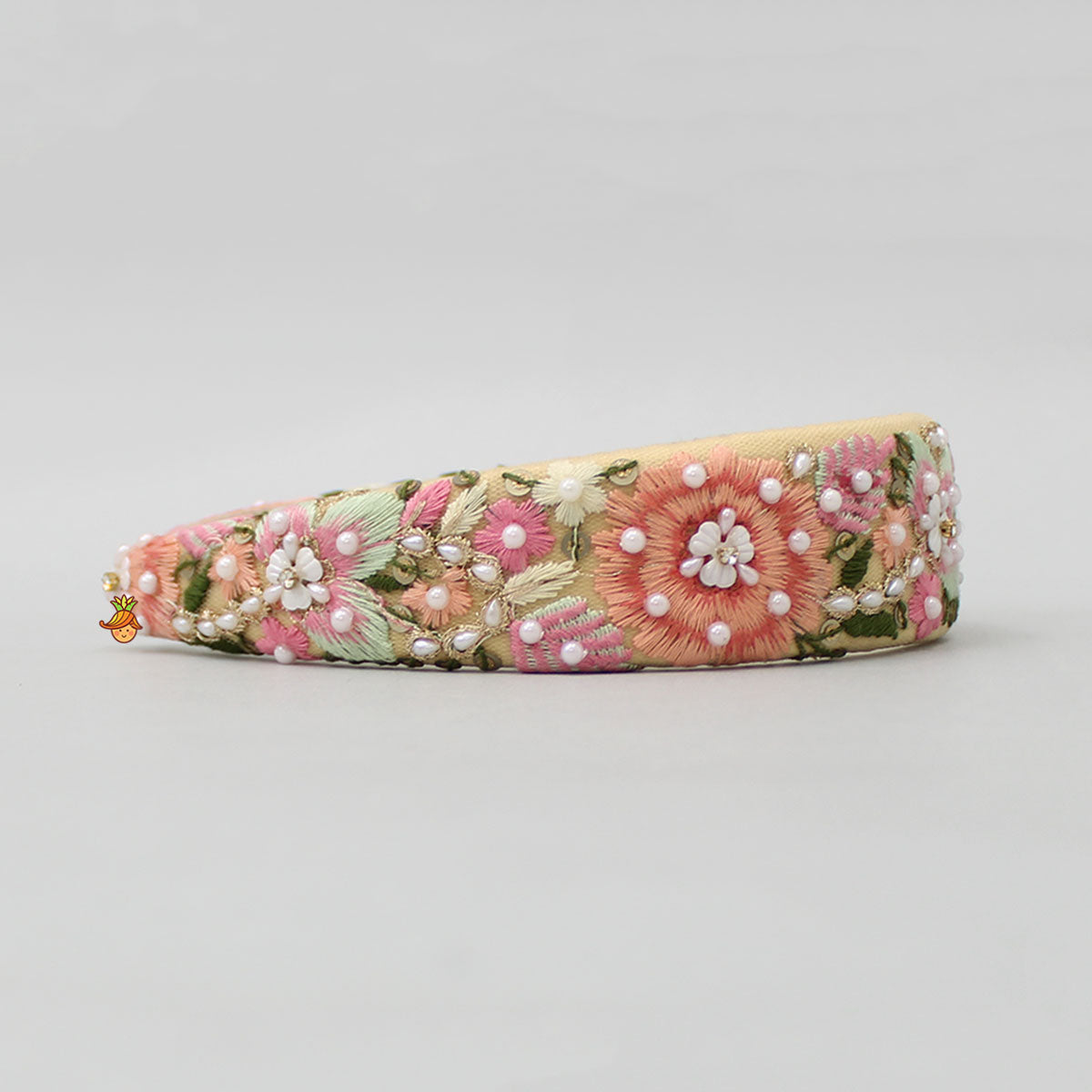 Intricate Multicolour Floral And Leaf Embroidered Hair Band