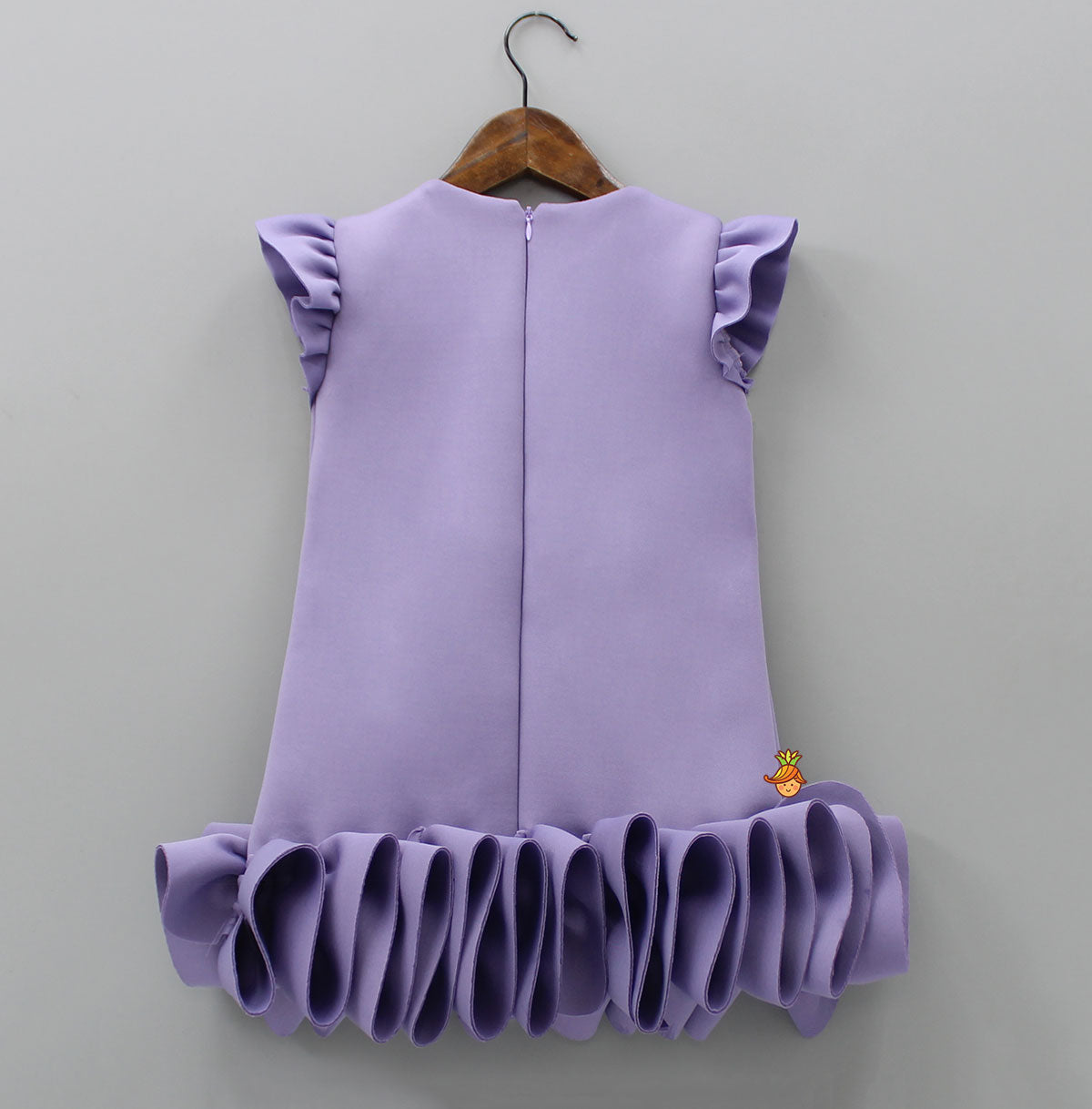 Elegant Lavender Ruffle Dress With Matching Sling Bag