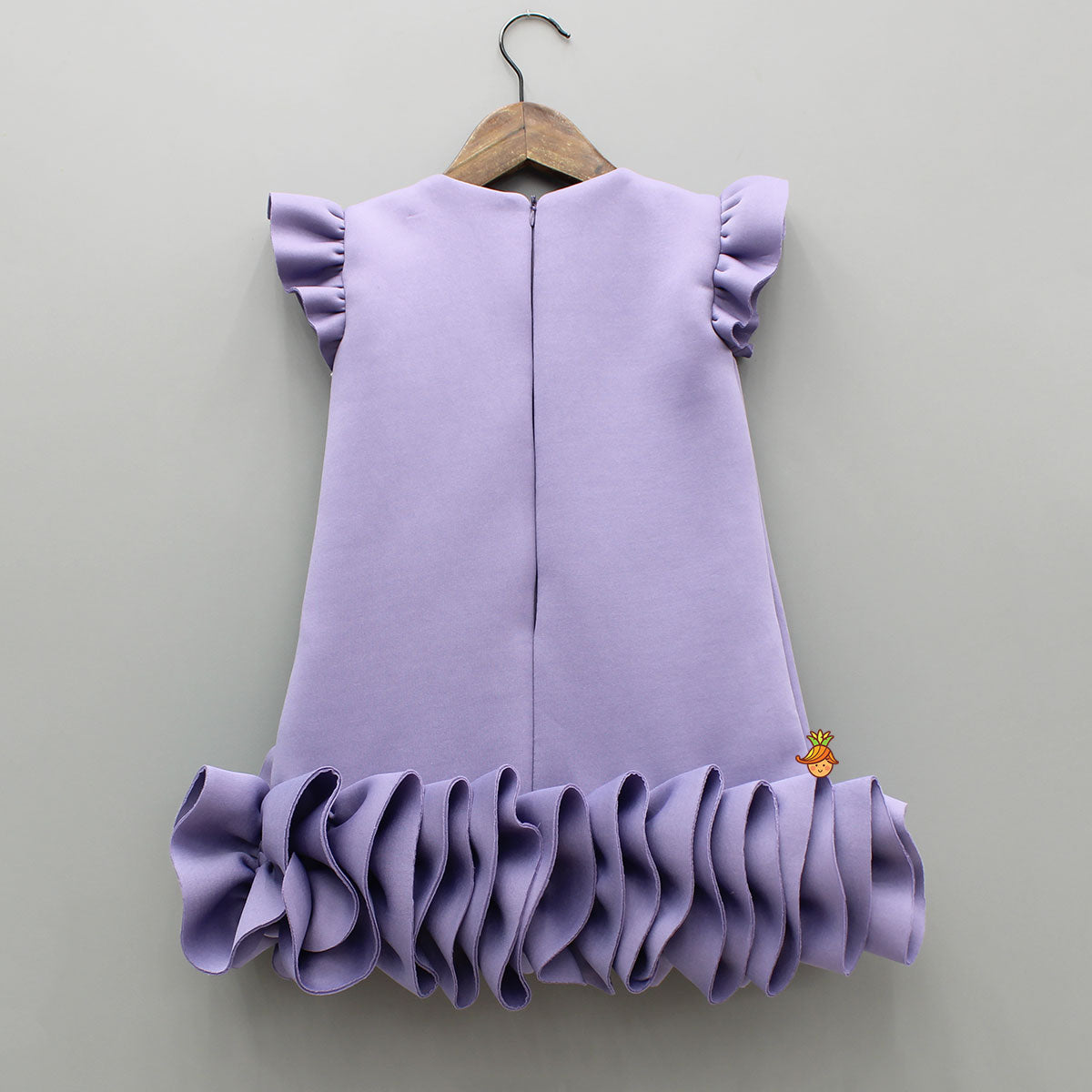 Elegant Lavender Ruffle Dress With Matching Sling Bag