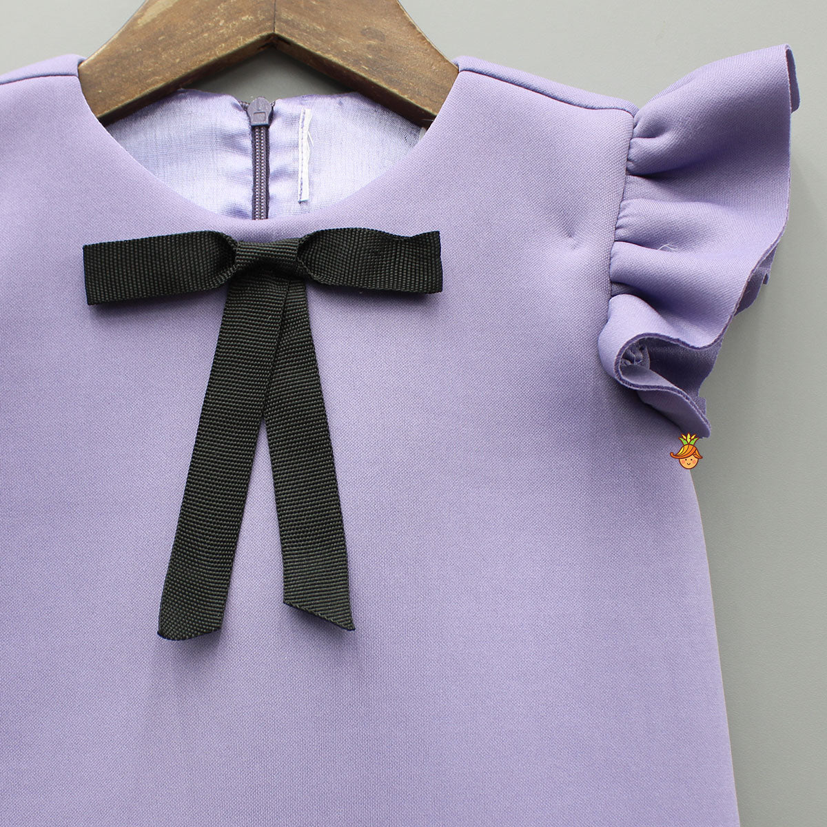 Elegant Lavender Ruffle Dress With Matching Sling Bag
