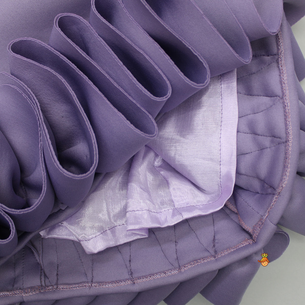 Pre Order: Elegant Lavender Ruffle Dress With Matching Sling Bag