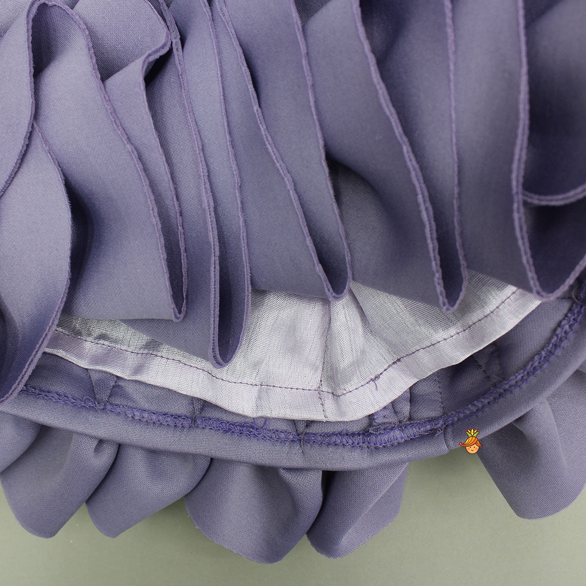 Elegant Lavender Ruffle Dress With Matching Sling Bag