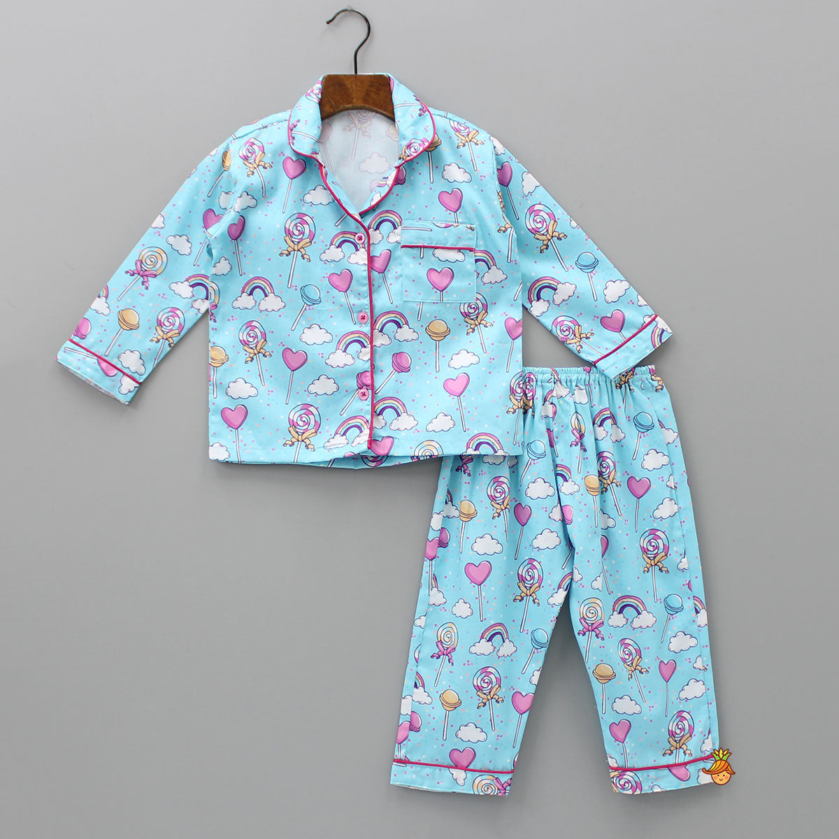 Pre Order: Candy Printed Pure Cotton Blue Sleepwear