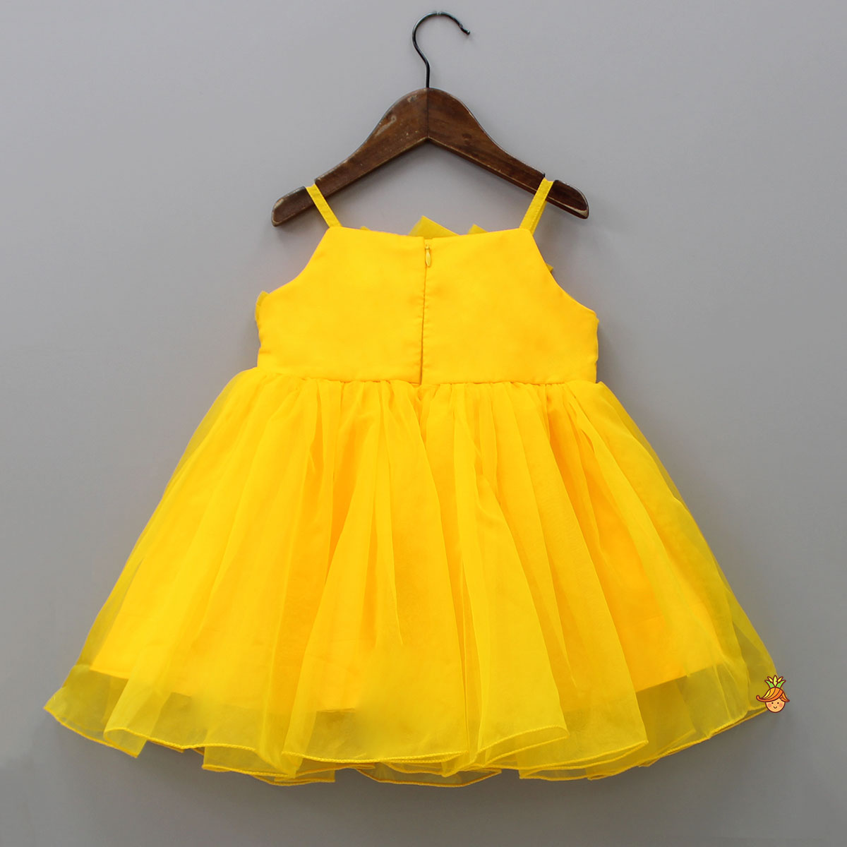 Spaghetti Straps Sleeveless Organza Yellow Dress