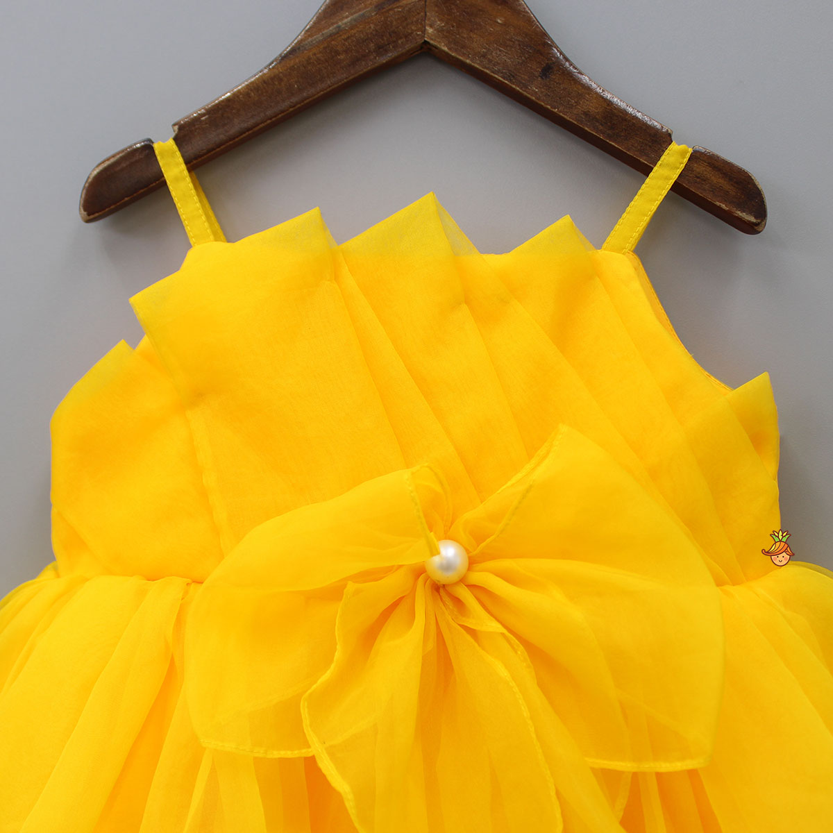 Spaghetti Straps Sleeveless Organza Yellow Dress