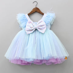 Pre Order: Sleeveless Ruffle Multicolour Net Dress