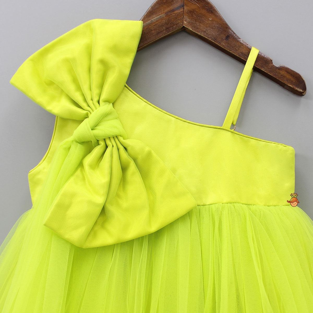 Bow Adorned Green One Shoulder Gown