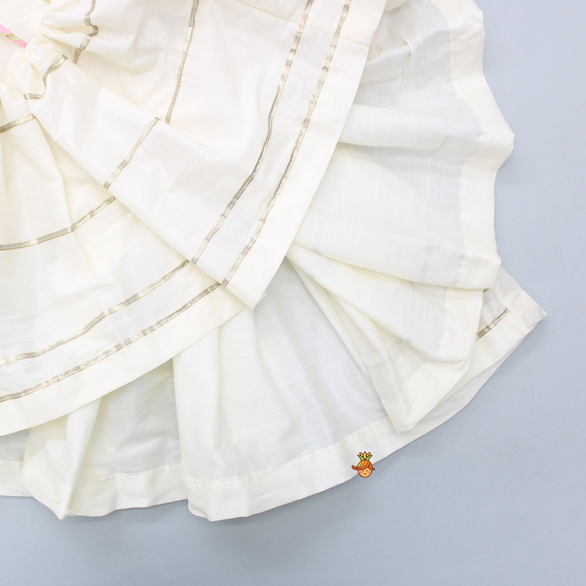 Krishna Embroidered Angarkha Top With Lace Work Dhoti And Mukut