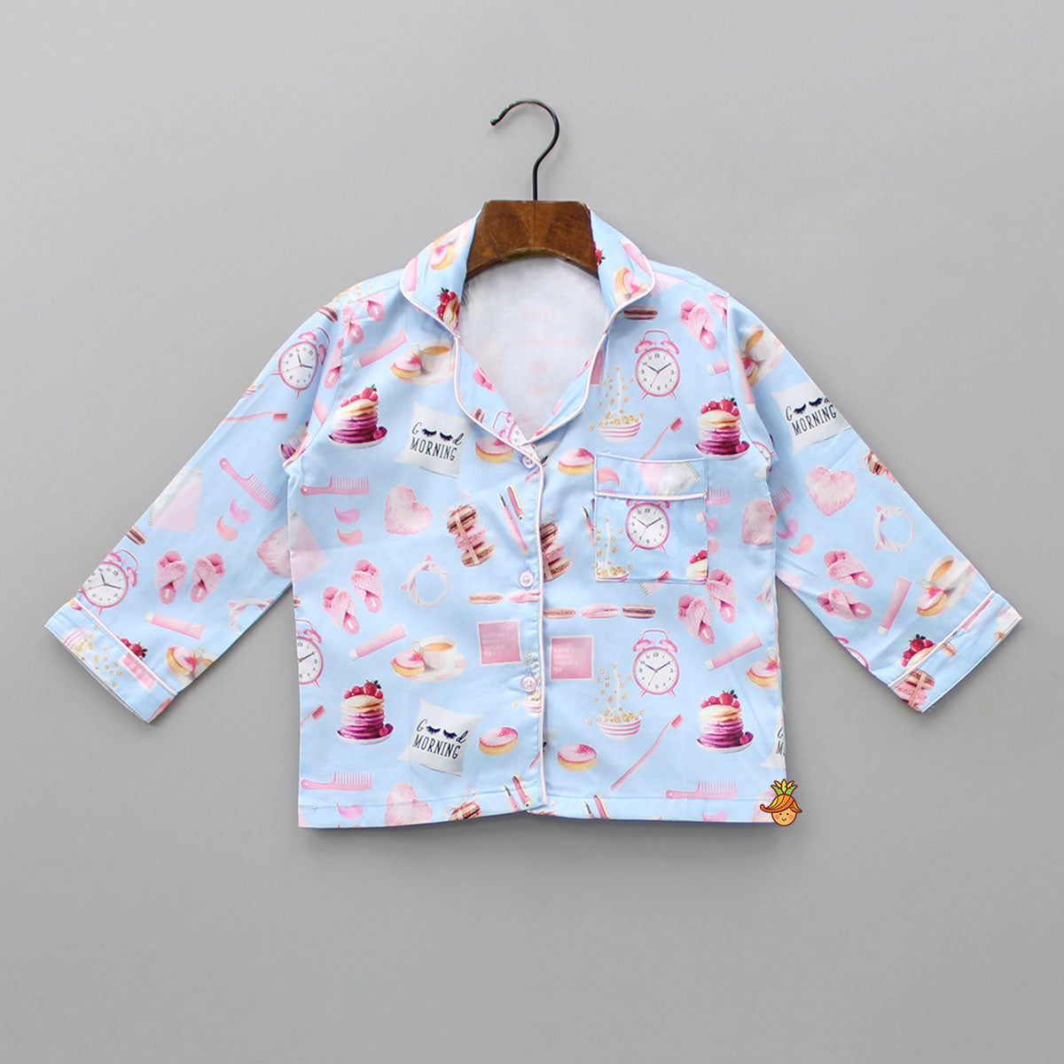 Morning Theme Printed Pure Cotton Blue Sleepwear