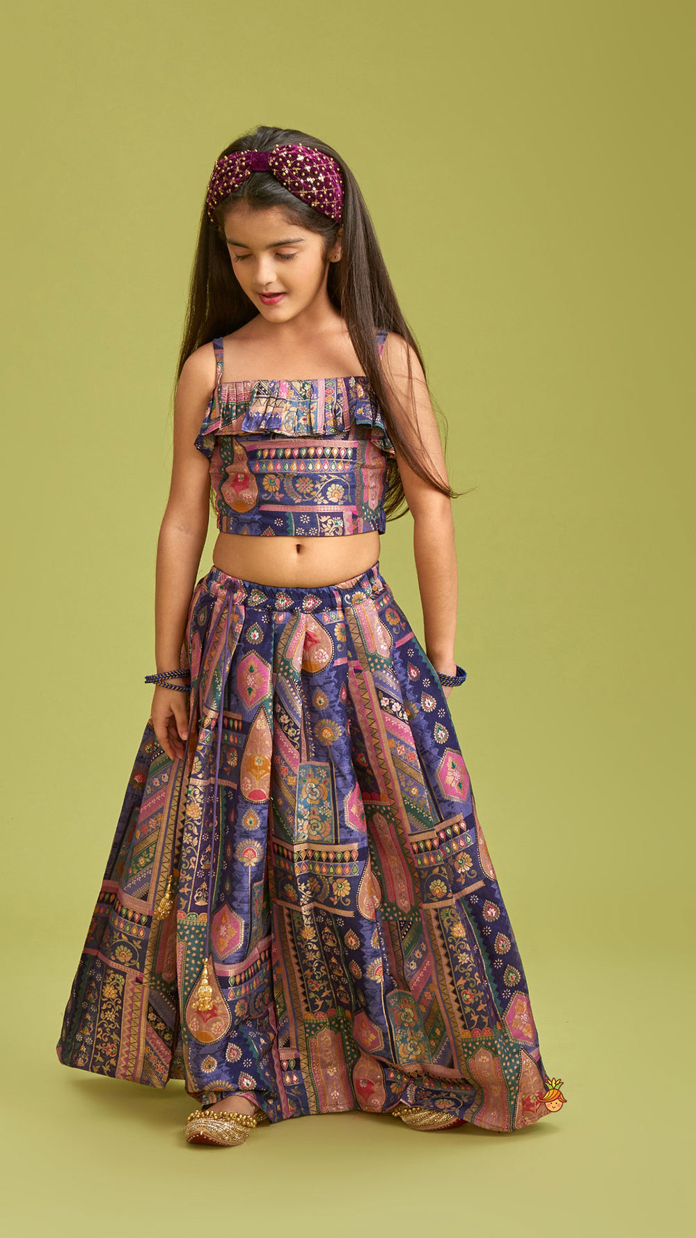 Stylish Top With Sequined Lehenga And Matching Dupatta main image 0
