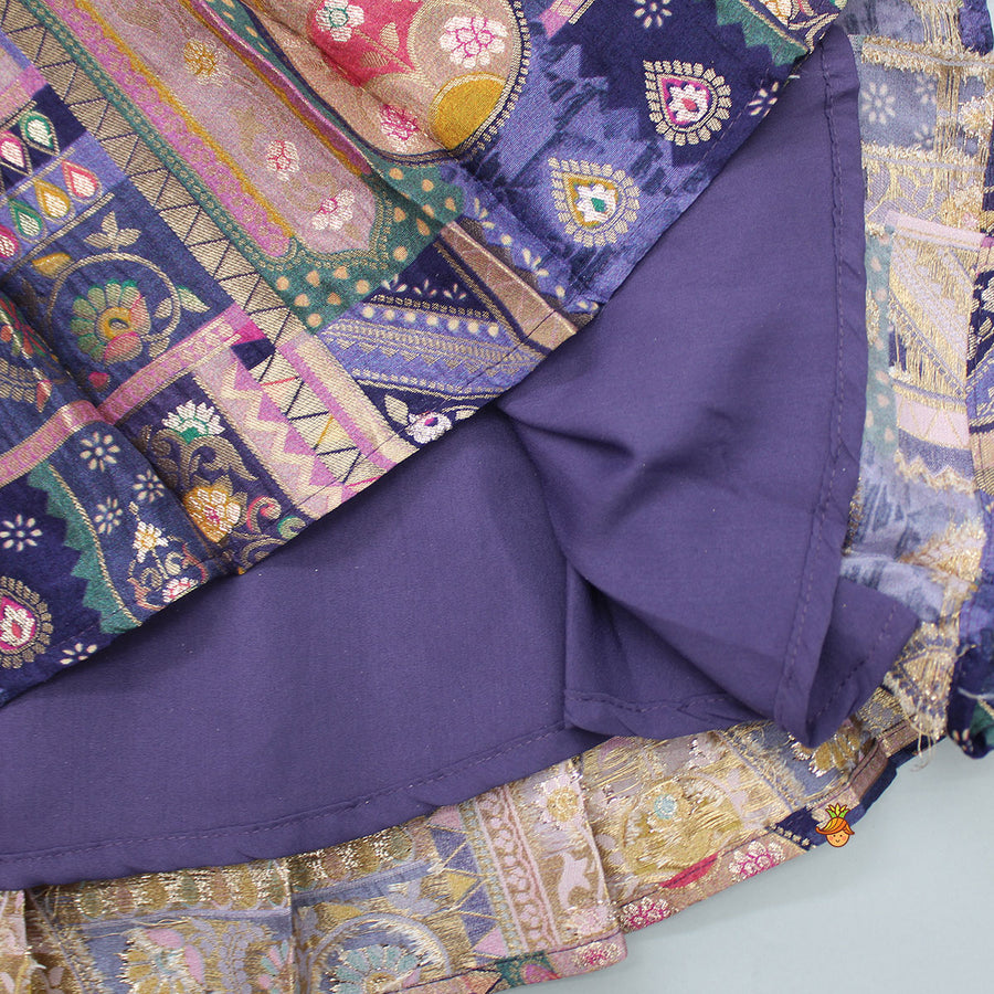 Ombre Pleated Lehenga with Embellished Tassled Blouse & Net Dupatta