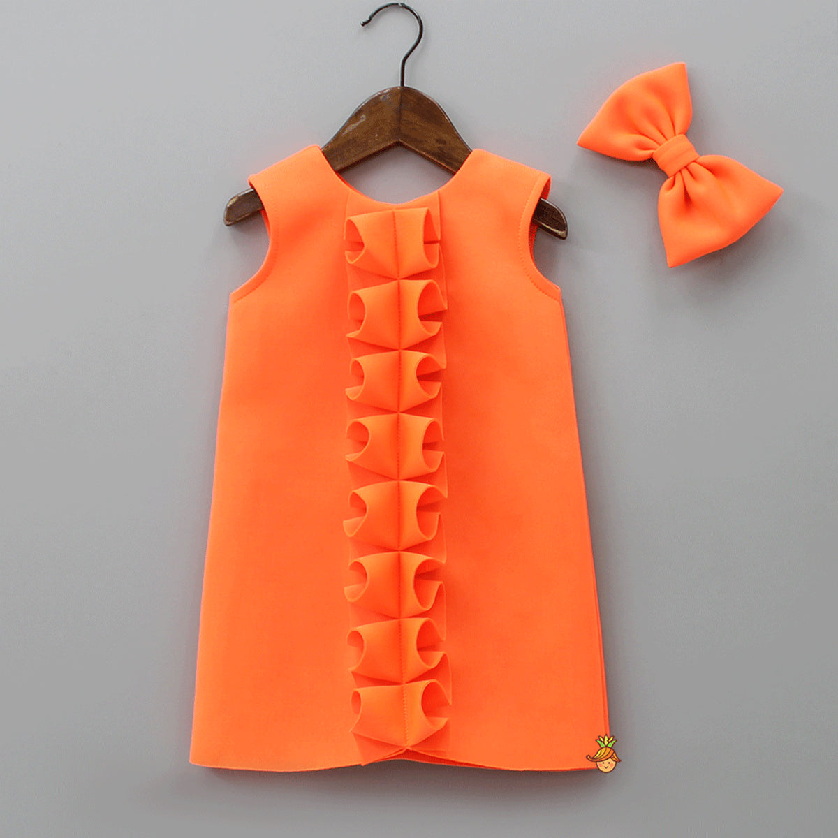 Pre Order: Pleated Ruffled Design Scuba Dress With Matching Bowie Hair Clip