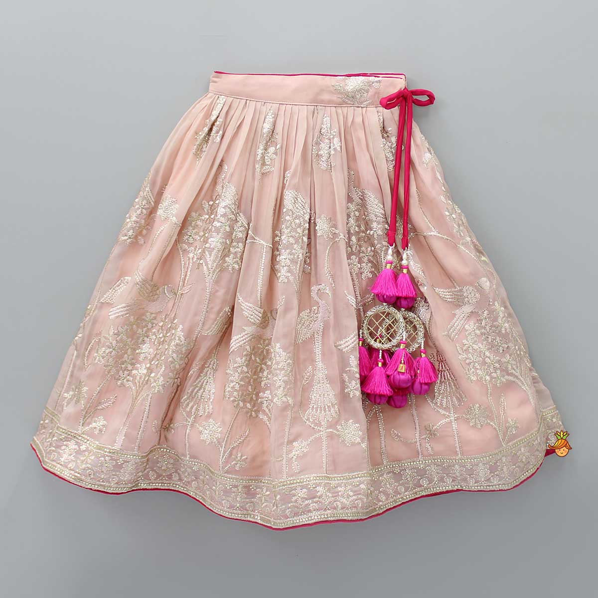 Pink Butterfly Top And Floral Embroidered Lehenga
