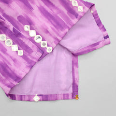 Pre Order: Faux Mirror Work Purple Mandarin Collar Kurta And Pyjama