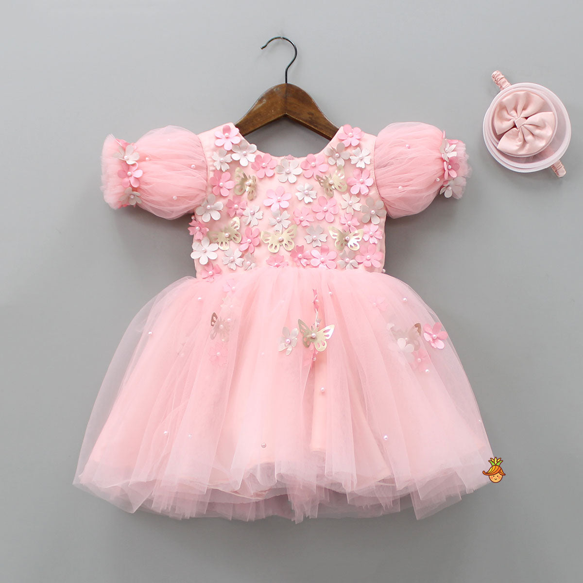 Pre Order: Flower Enhanced Butterfly Wings Dress With Head Band