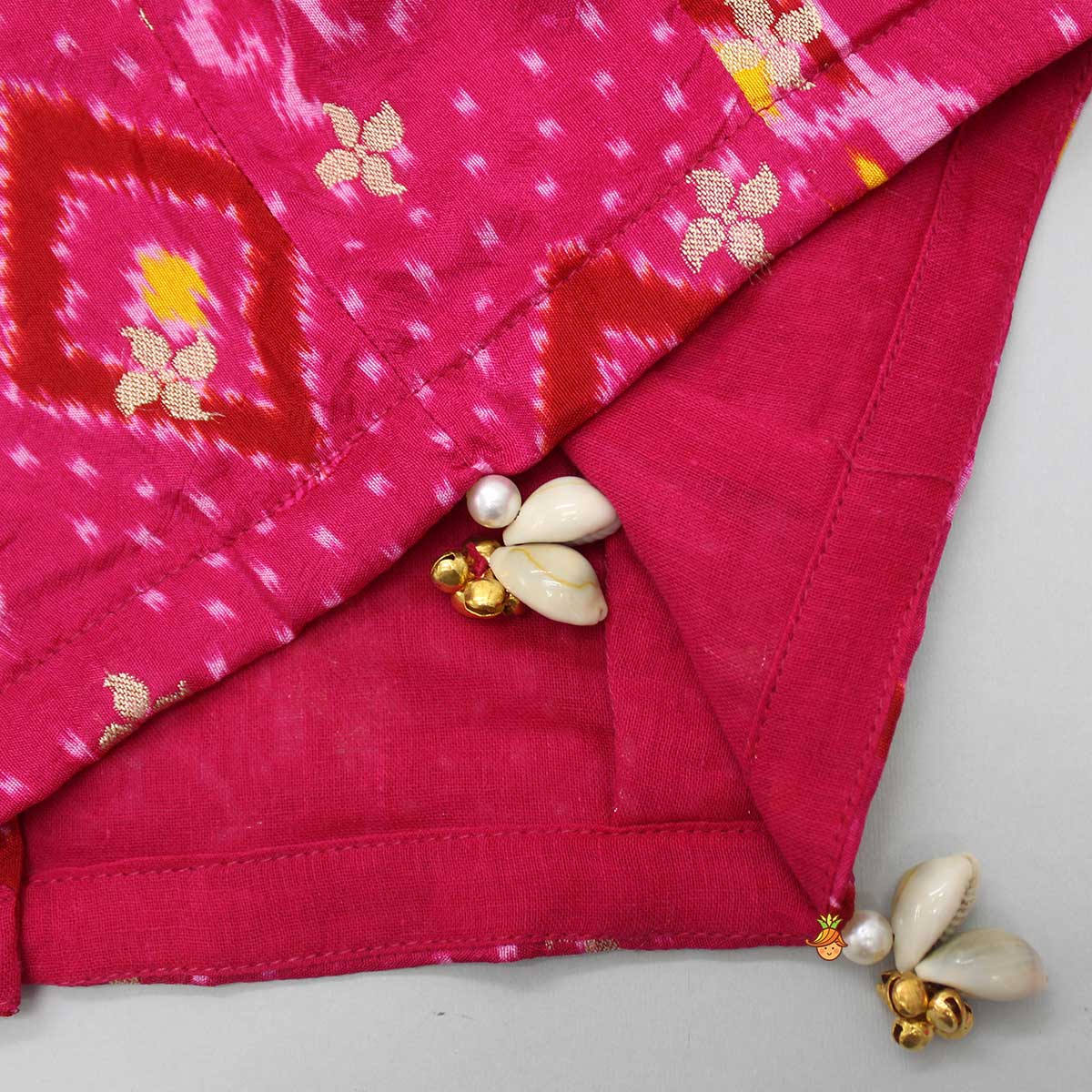 Patola Printed Pink Top And Lehenga With Gota Lace Work Dupatta