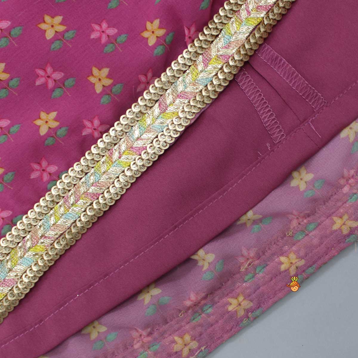 Floral Printed Lace Detailed Kurti And Sharara With Matching Dupatta