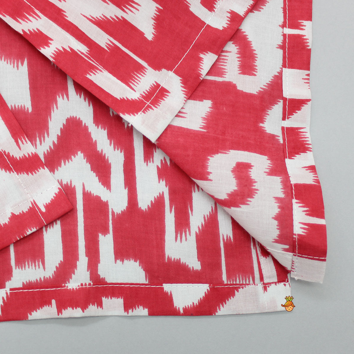 Printed Gota Lace Detailed Red Kurta With Pyjama