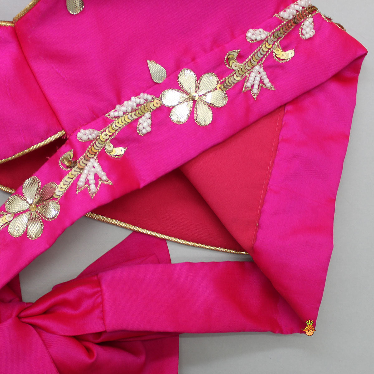 Gota Lace Enhanced Pink Top And Lehenga With Net Dupatta