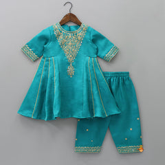 Pre Order: Beautiful Sequins Work Kurti With Pant And Net Dupatta