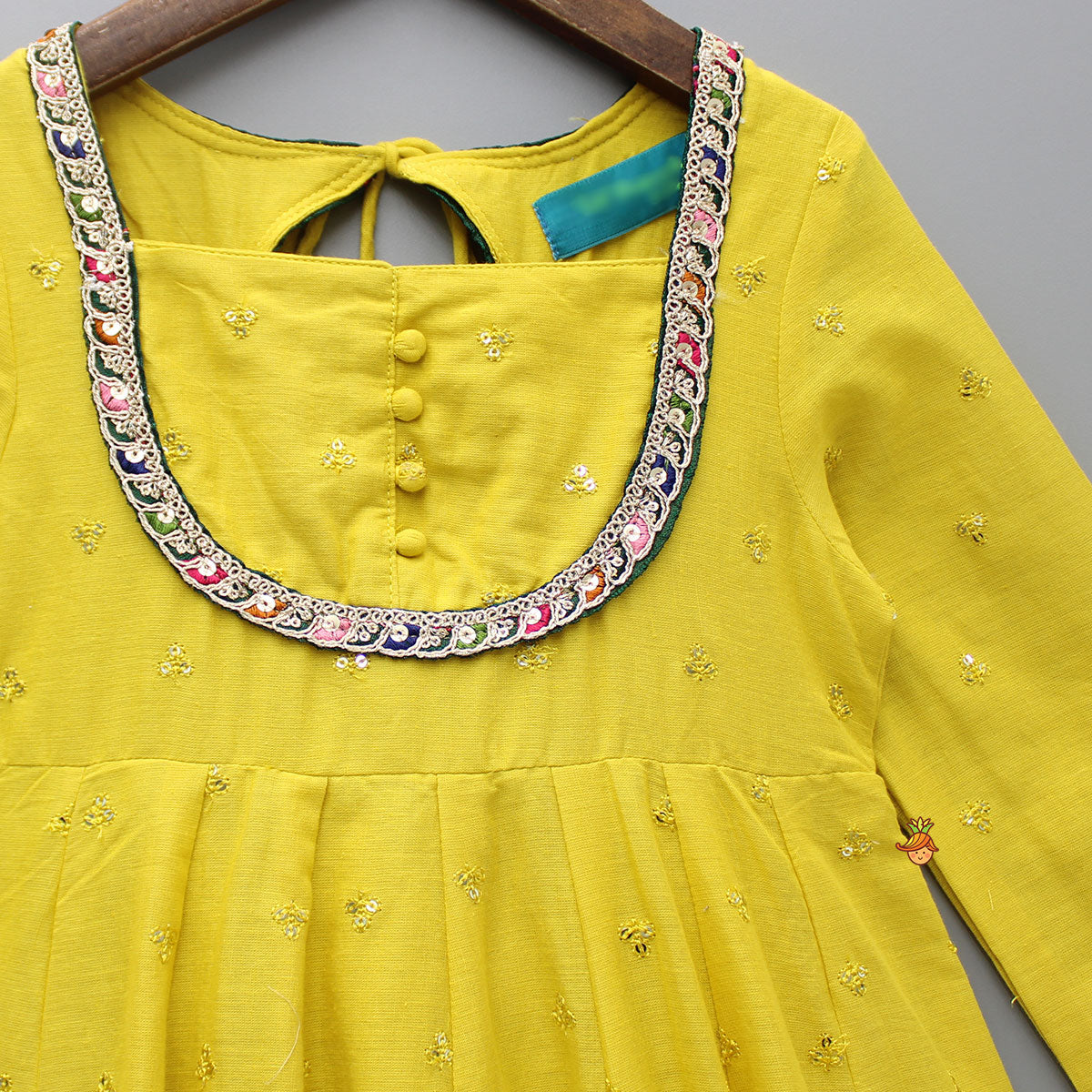 Sequin Detail Yellow Kurti With Matching Dupatta