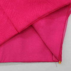 Ruffle Layered Pink Top With Printed Lehenga