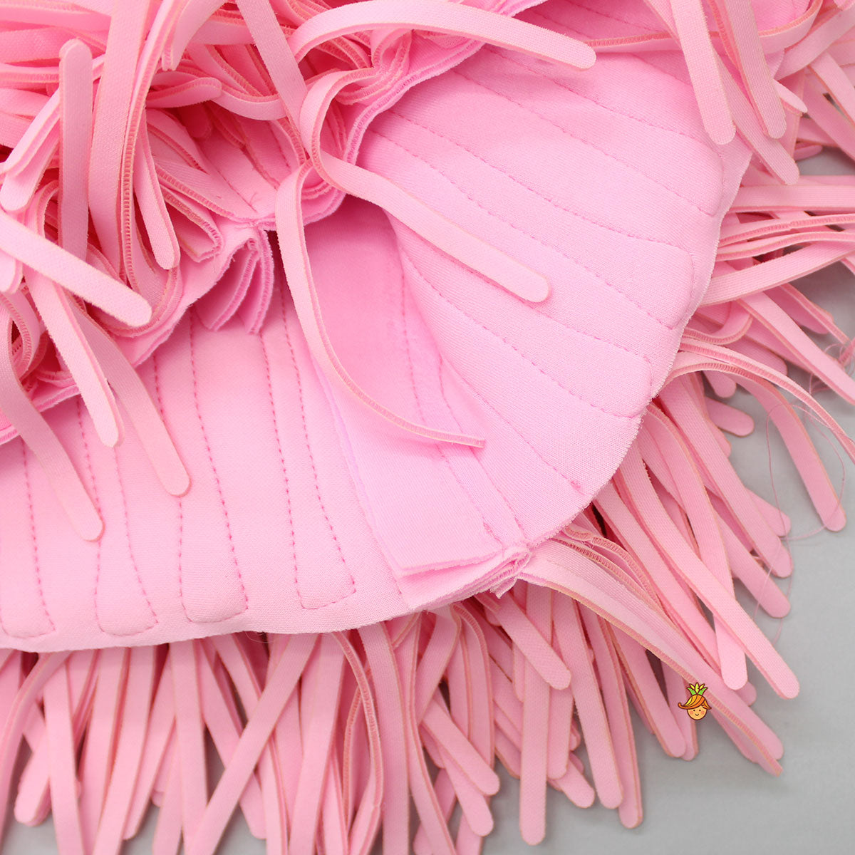 Pink Scuba Dress With Detachable Fringes Flower Broach