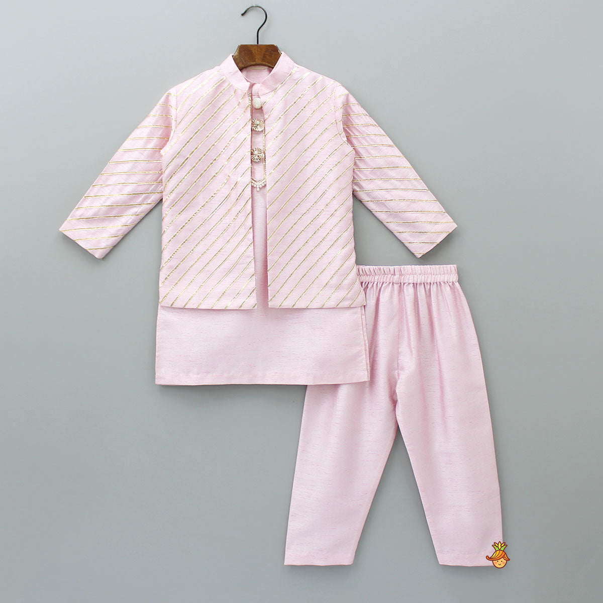Exquisite Kurta With Gota Lace Detailed Jacket And Pyjama
