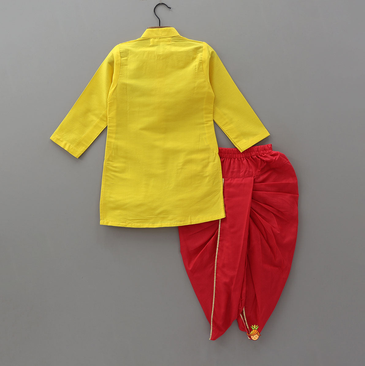 Embroidered Kurta And Dhoti With Krishna Head Band
