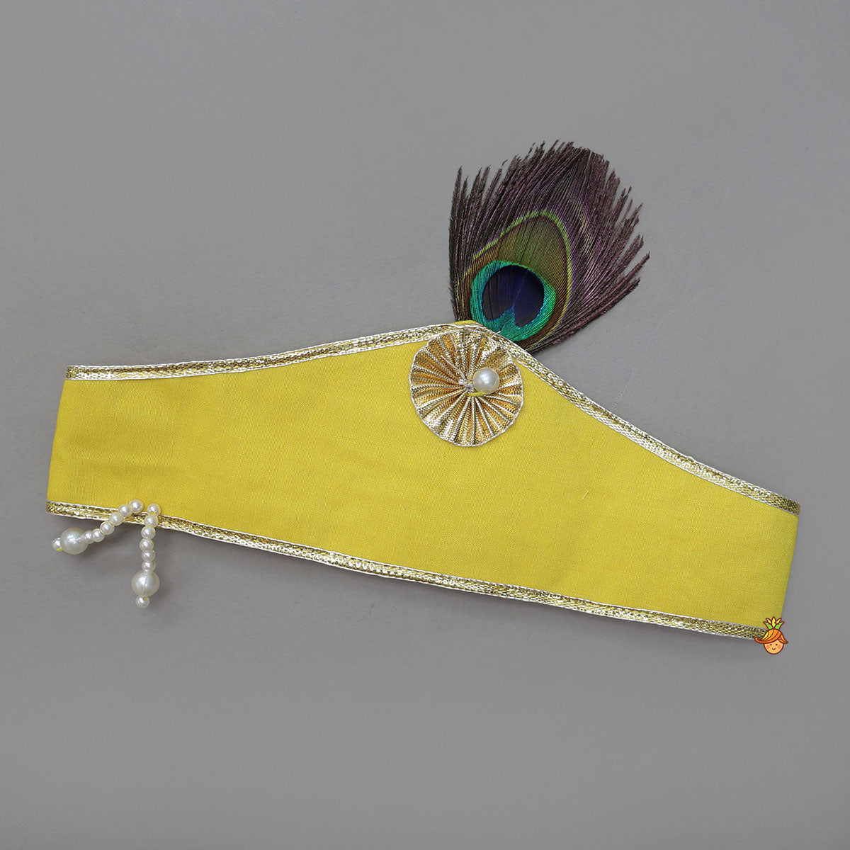 Embroidered Kurta And Dhoti With Krishna Head Band