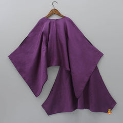Pre Order: Stunning Embroidered Purple Kaftan Top And Cowl Pant