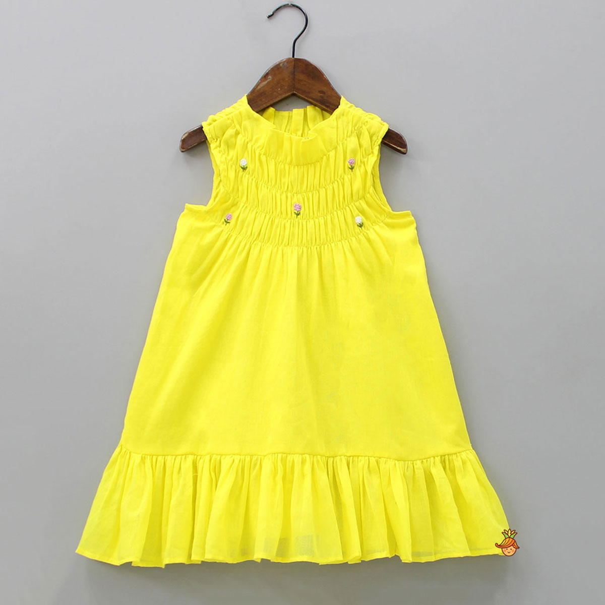 Halter Neck Embroidered Yellow Dress