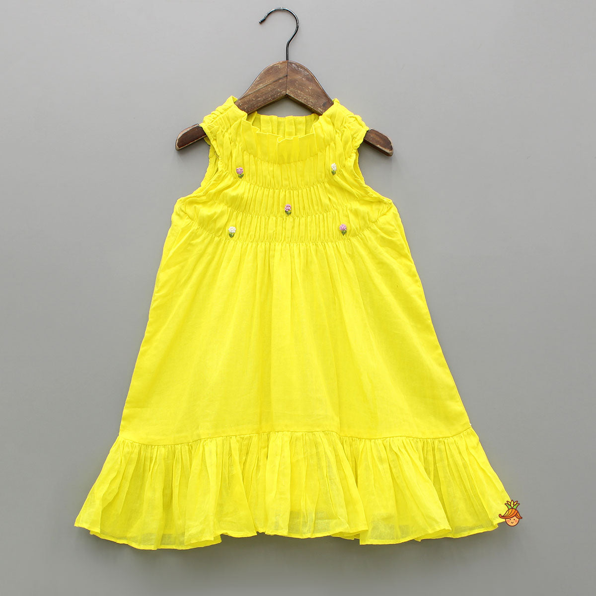 Halter Neck Embroidered Yellow Dress