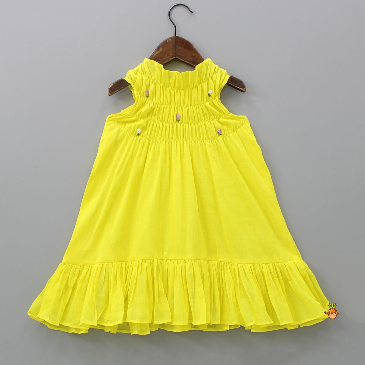 Halter Neck Embroidered Yellow Dress