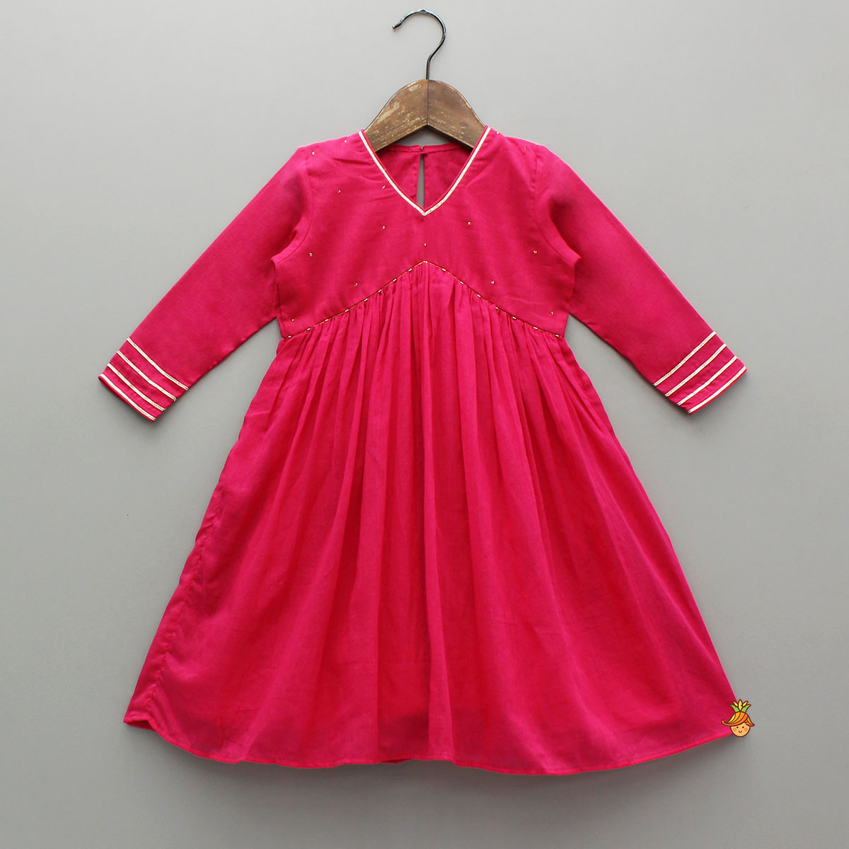 Beads Adorned Pink Kurti And Pant With Dupatta
