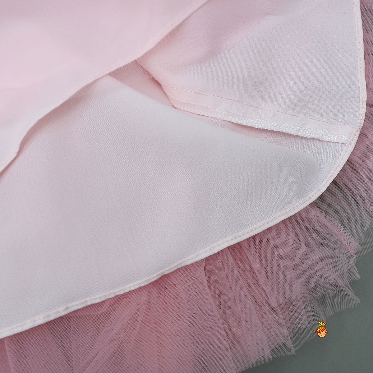 Swirled Flower Enhanced Pink One Shoulder Dress With Hair Band