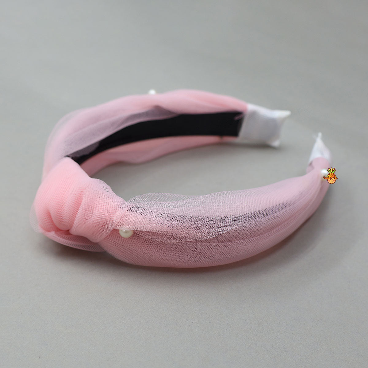 Swirled Flower Enhanced Pink One Shoulder Dress With Hair Band