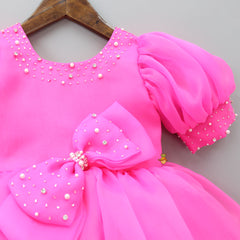 Cut Dana Embellished Gorgeous Pink Dress With Matching Swirled Hair Clip