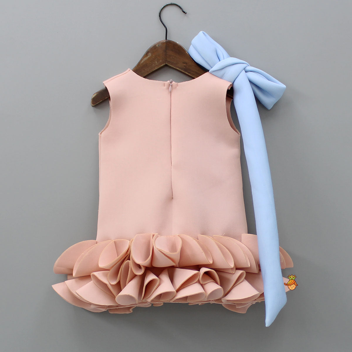 Knot To Tie Bow Enhanced Pleated Ruffle Hem Dress