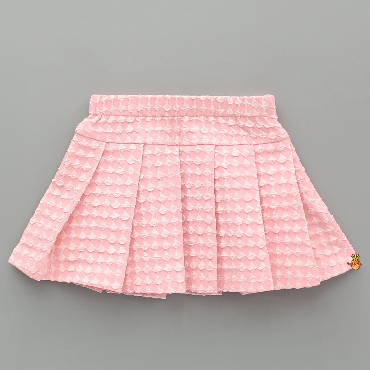 Pretty Pink Shirt Style Top With Pleated Skirt