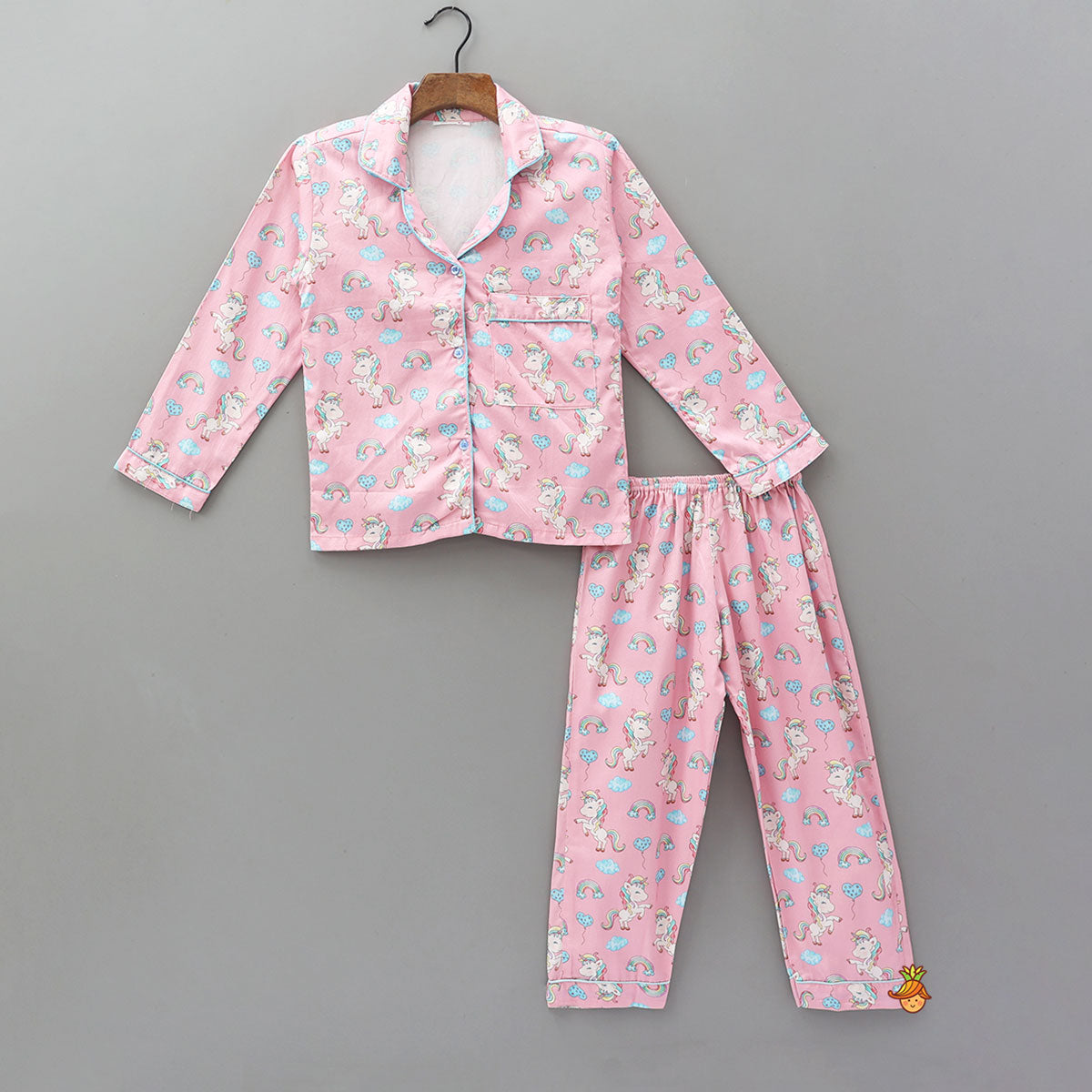 Pretty Unicorn Printed Pink Sleepwear