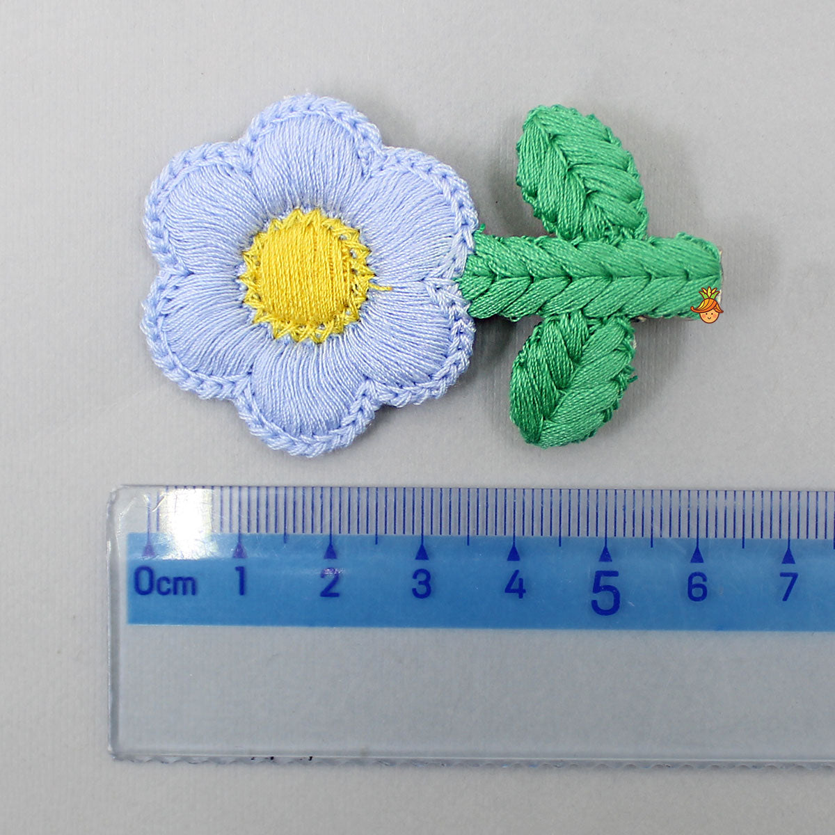 Cute Thread Embroidered Blue Flower Hair Clips
