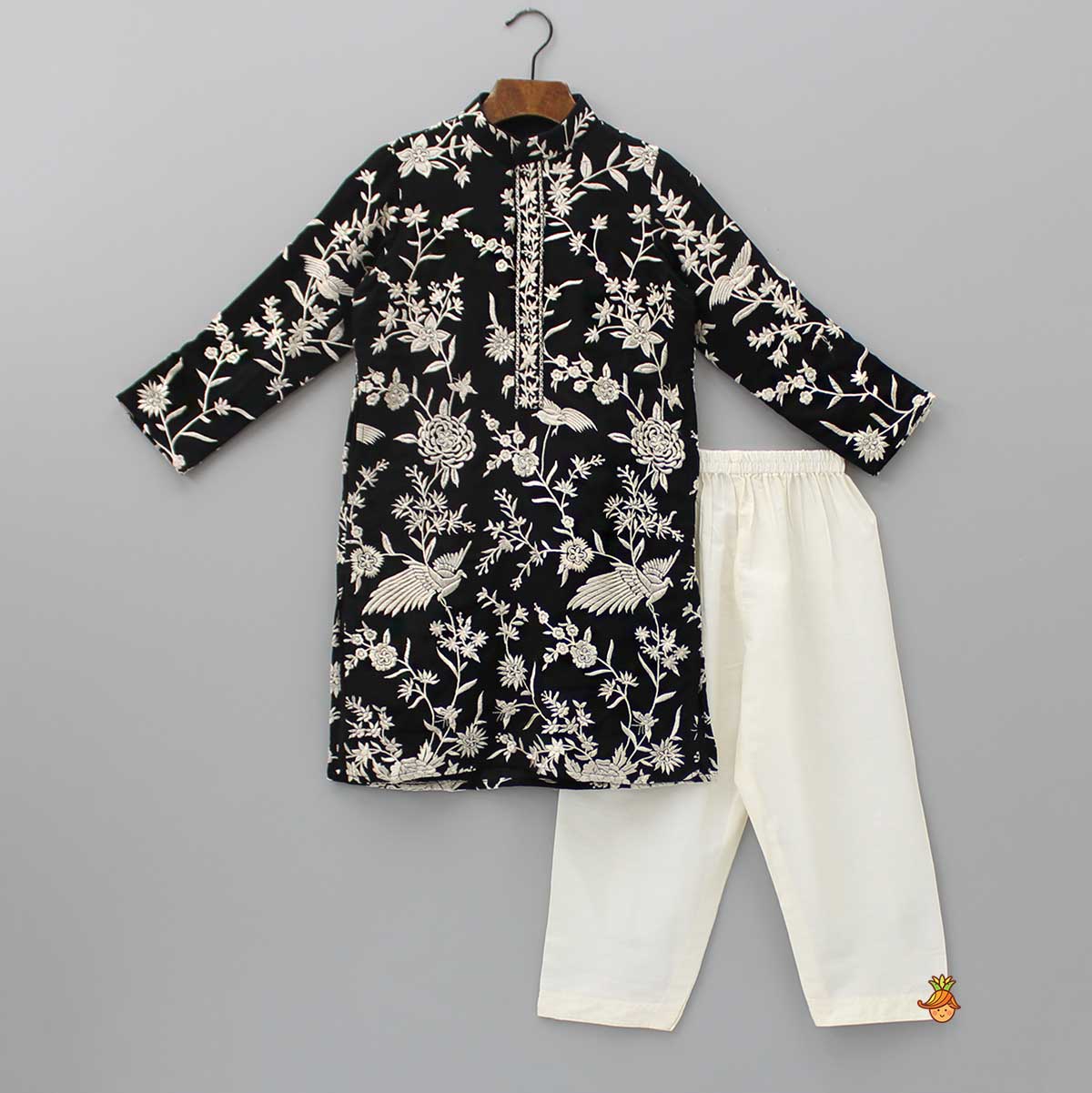 Stunning Embroidered Georgette Black Kurta With Pyjama