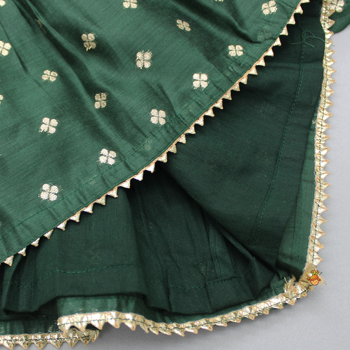 Embroidered Sleeveless Green Peplum Top And Lehenga