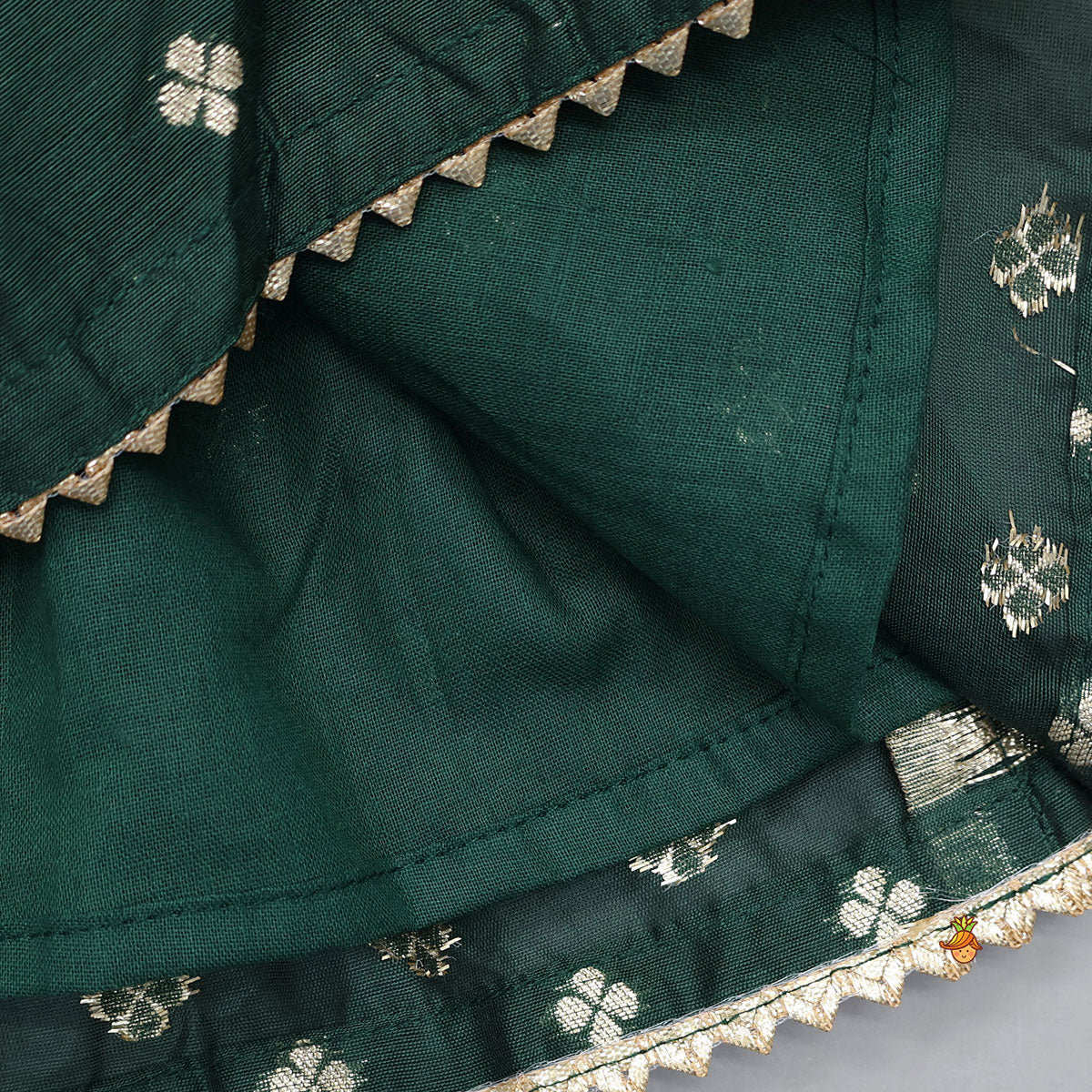 Embroidered Sleeveless Green Peplum Top And Lehenga