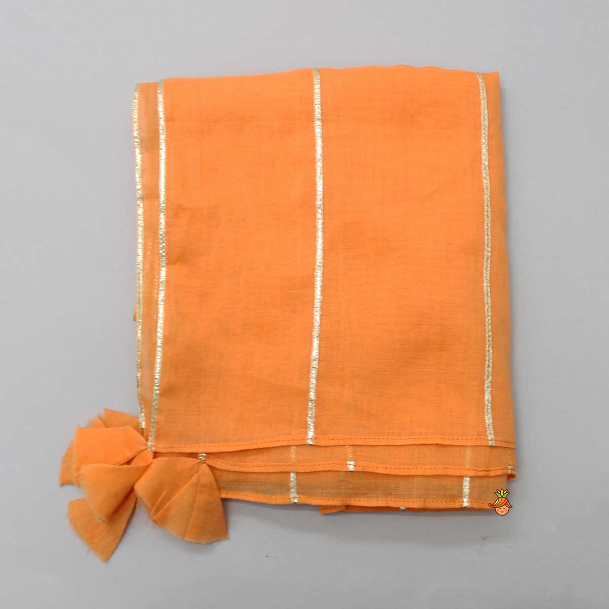 Beads Adorned Orange Kurti And Pant With Dupatta