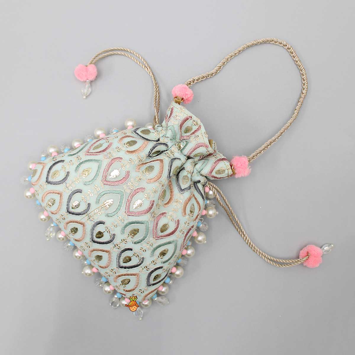 Elegant Embroidered Braided String Potli Bag