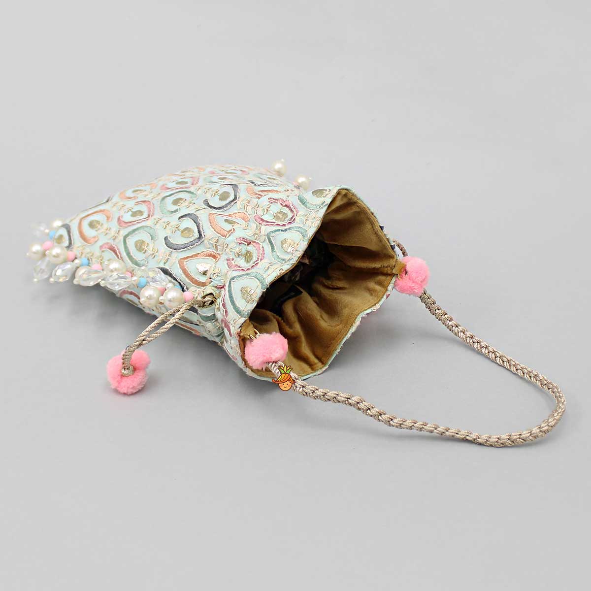 Elegant Embroidered Braided String Potli Bag