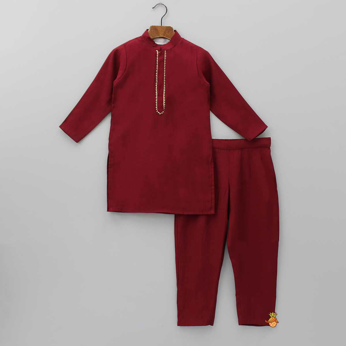 Gota Lace Work Maroon Ethnic Kurta And Pyjama