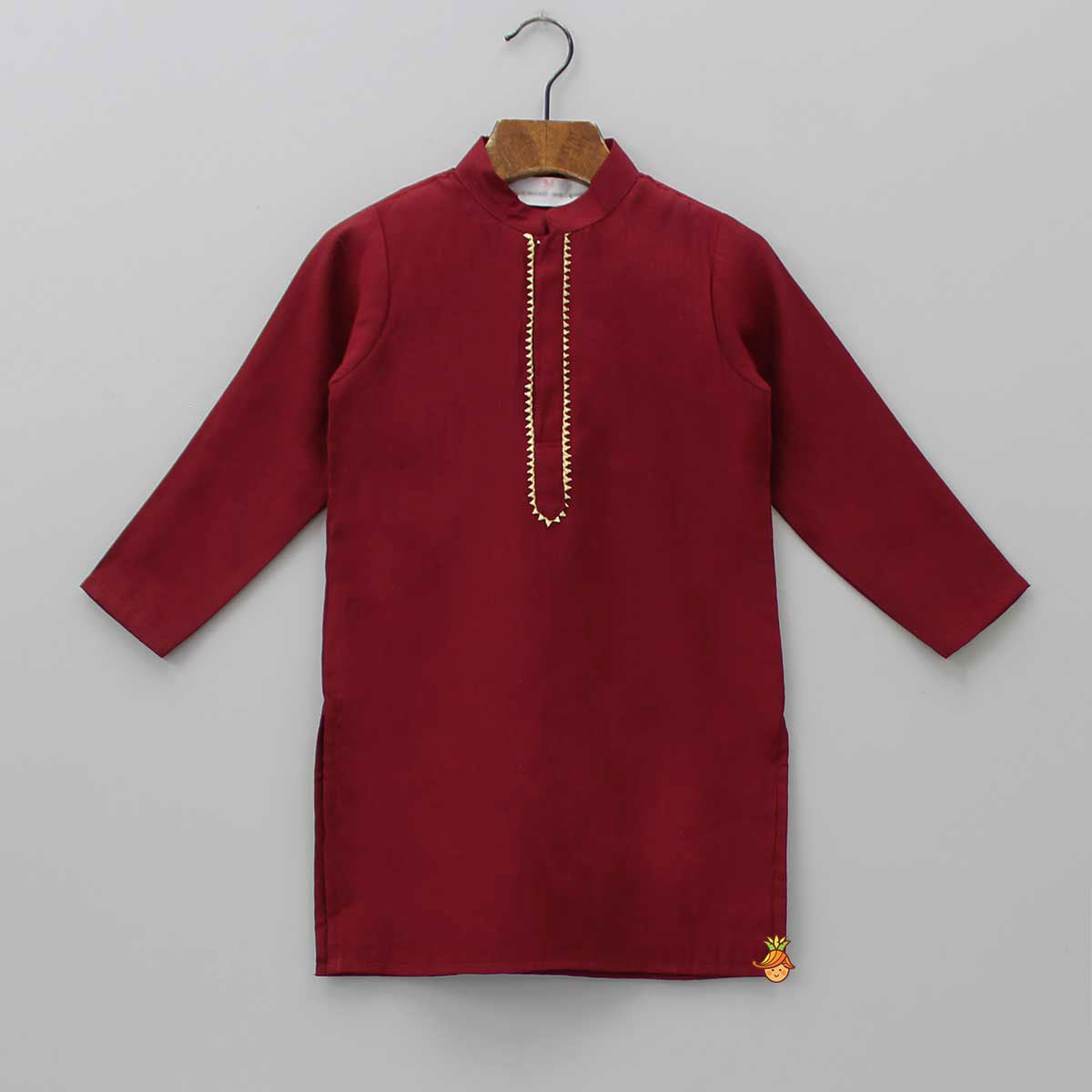 Gota Lace Work Maroon Ethnic Kurta And Pyjama